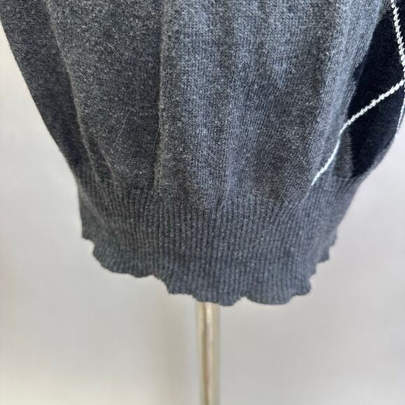 Vintage Y2K DressBarn gray longline argyle print cardigan sweater size large - Picture 6 of 15